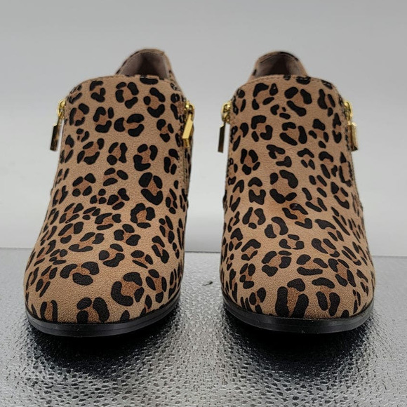 AJ Valenci Leather Leopard Stacked Heel Bootie 7.5 NIB - Picture 8 of 12